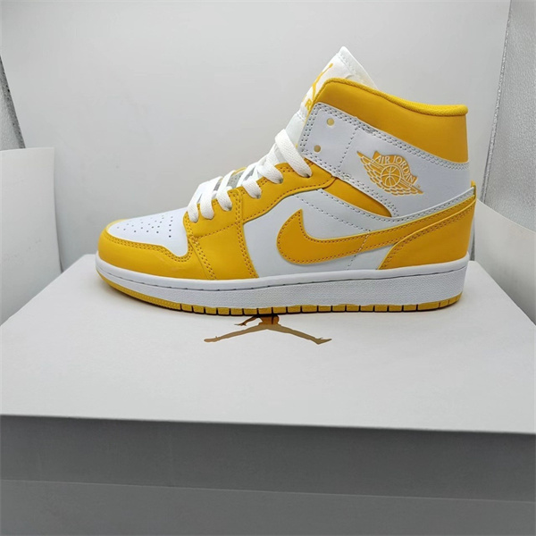 Men's Running Weapon Air Jordan 1 White/Yellow Shoes 309